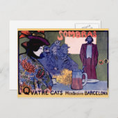 "Els Quatre Gats" Kartell modernista de Ramón Casa Postkarte (Vorne/Hinten)