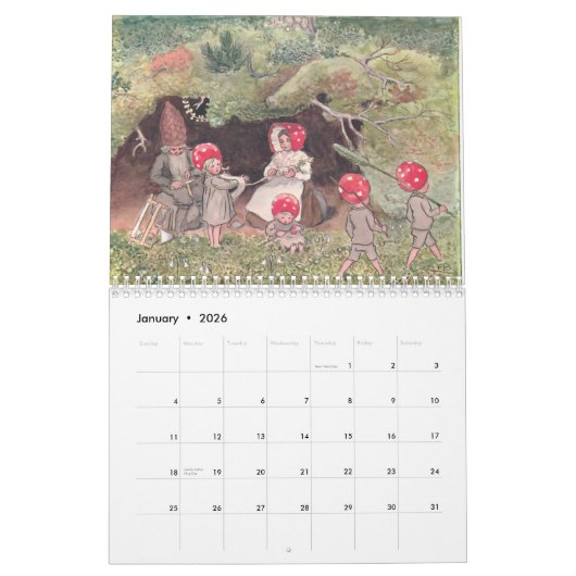 Elsa Beskow Calendar Kalender (Jan 2026)