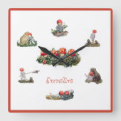 Elsa Beskow Kinder des Waldes Quadratische Wanduhr (Vorderseite)