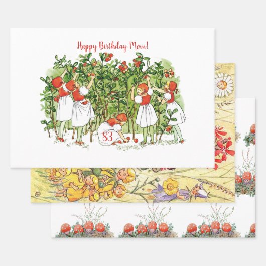 Elsa Beskow Niedlich Strawberry Girl Geschenkpapier Set (Set)