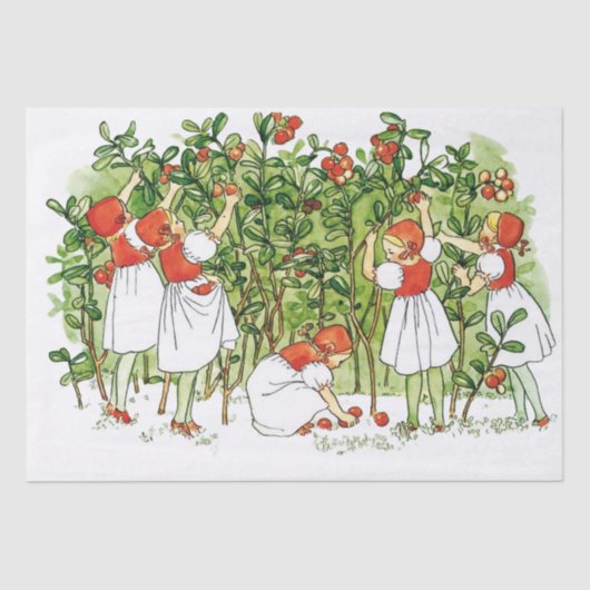 Elsa Beskow Niedlich Strawberry Girl Seidenpapier (Vorderseite)