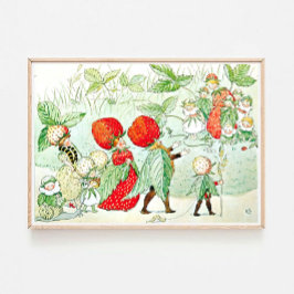 Elsa Beskow Strawberry King und Queen Poster