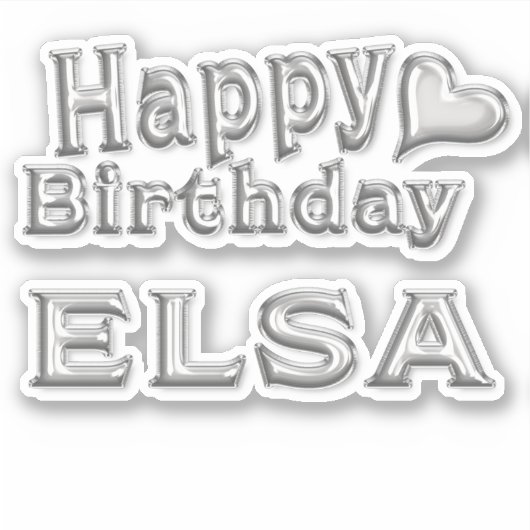 Elsa Happy Birthday silver Aufkleber Sticker (Vorderseite)