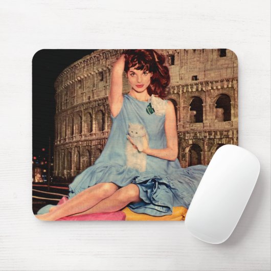 Elsa Martinelli und das weiße Kätzchen Mousepad (Mit Mouse)