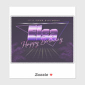 Elsa Name Vorname lila retro Sticker Geburtstag (Blatt)