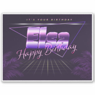 Elsa Name Vorname lila retro Sticker Geburtstag