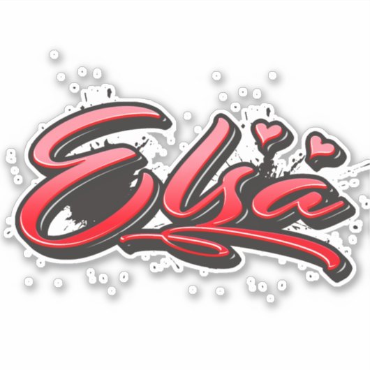 Elsa red Heart Graffiti Aufkleber Sticker (Vorderseite)