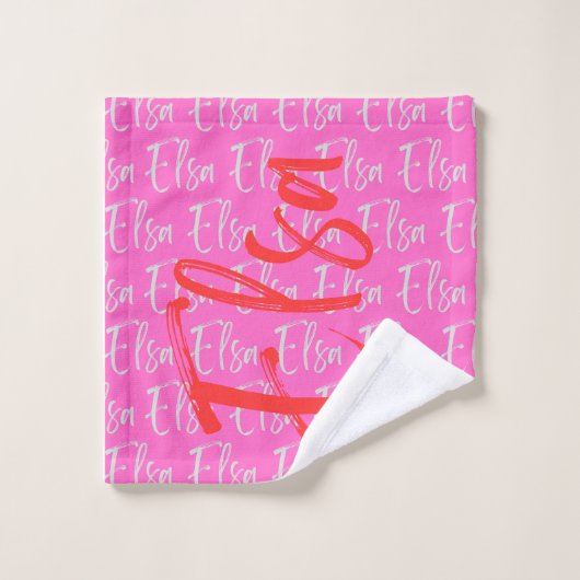 Elsa Wiederholungsnamensmuster Badhandtuch Set (Waschlappen)