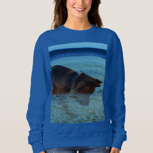 Elsass, der eine Krabbe im Ozean beobachtet, Sweatshirt