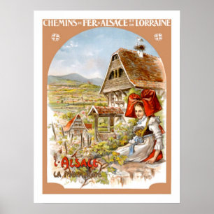 Elsass France Vintage Travel Poster