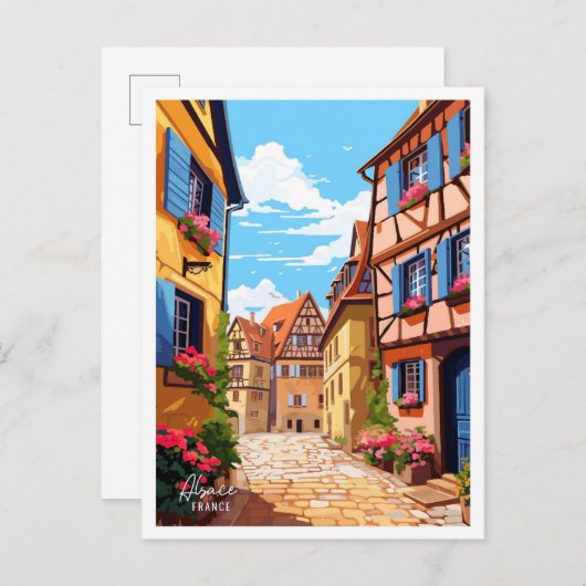 Elsass Frankreich Art Vintage Reise Postkarte (Vorne/Hinten)