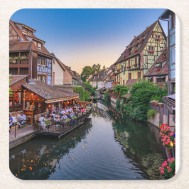 Elsass Frankreich Blume Wasserkanal Rechteckiger Pappuntersetzer