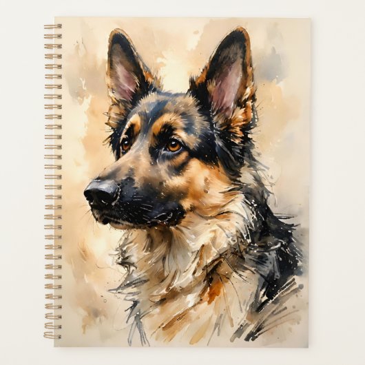 Elsässer Deutscher Schäferhund Kunst Design Planer (Vorderseite)