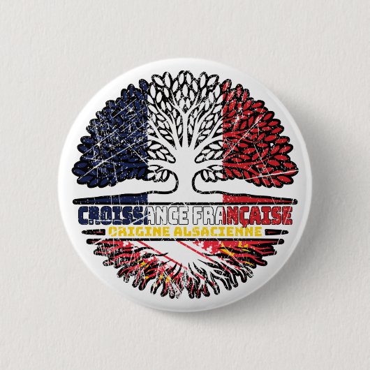 elsässische Flagge des französischen Tree Roots Button (Vorderseite)