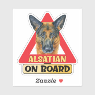 Elsatian an Bord des Hundes, rotes Dreieck, Verkeh Aufkleber