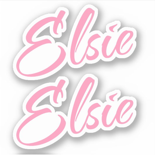Elsie Decorative Name in Pink x2 Aufkleber (Vorderseite)