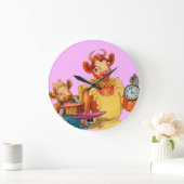 Elsie the Cow and daughter Beulah - It's Cake Time Große Wanduhr (Zuhause)