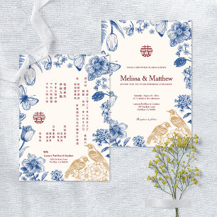 Elster-Blumen-Chinesische Hochzeit zweisprachig Ankündigung