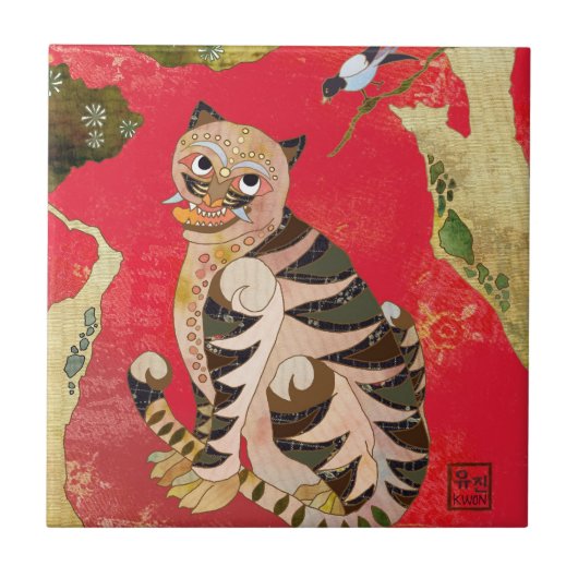 Elster-und Tiger-koreanische Fliese (Vorderseite)
