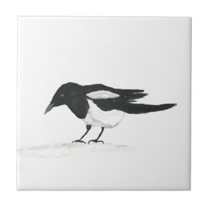 Elster Vogel Wildlife Aquarell Natur Niedlich Fliese