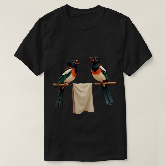 Elster-Wäscheleine T-Shirt (Design vorne)