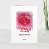 ELTERN - 40. Hochzeitstag mit Rosa Rose Karte (Rückseite)