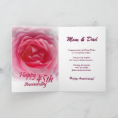 ELTERN - 45. Hochzeits-Jahrestag mit rosa Rose Karte (Innenseite)