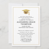 Eltern benennen Foto White Gold Abschluss Einladung (Vorderseite)