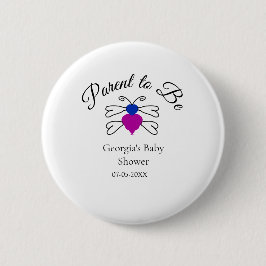 Eltern, die blauen rosa Baby Dusche Honigbiene Tex Button