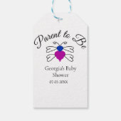 Eltern, die blauen rosa Baby Dusche Honigbiene Tex Geschenkanhänger (Rückseite)