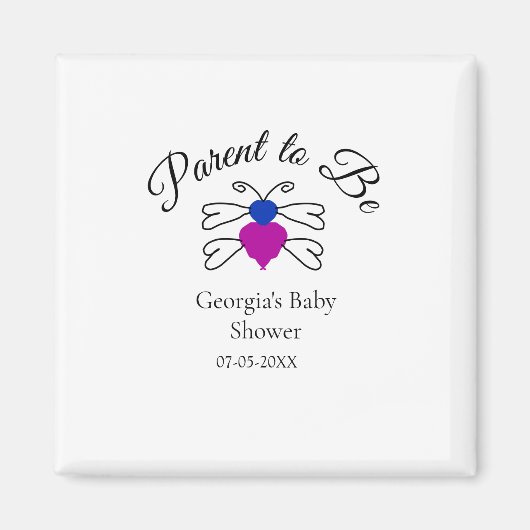 Eltern, die blauen rosa Baby Dusche Honigbiene Tex Magnet (Vorne)