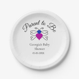 Eltern, die blauen rosa Baby Dusche Honigbiene Tex Pappteller