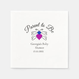 Eltern, die blauen rosa Baby Dusche Honigbiene Tex Serviette