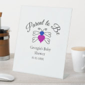 Eltern, die blauen rosa Baby Dusche Honigbiene Tex Sockelschild (In Situ)