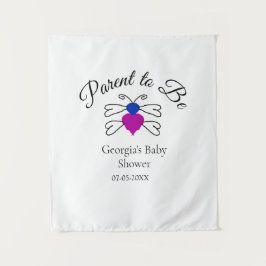 Eltern, die blauen rosa Baby Dusche Honigbiene Tex Wandteppich