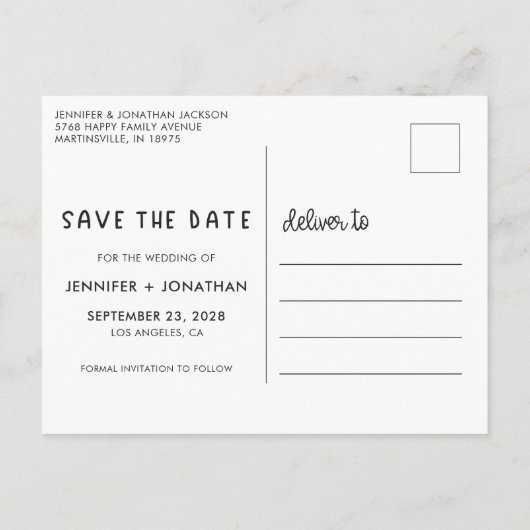 Eltern, die ein Foto mit Kindern Save the Date bek Ankündigungspostkarte (Rückseite)