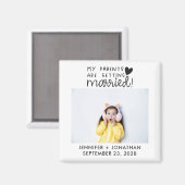 Eltern, die ein Foto mit Kindern Save the Date bek Magnet (Vorderseite/Rückseite)