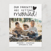 Eltern, die verheiratete Kinder Foto rett Datum Ankündigungspostkarte (Vorderseite)