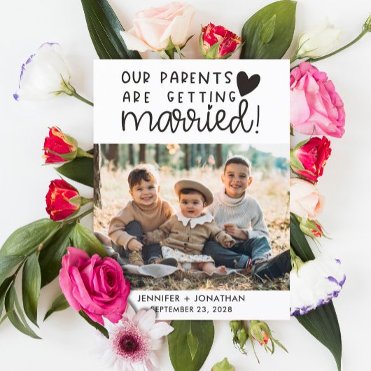 Eltern, die verheiratete Kinder Foto rett Datum Ankündigungspostkarte