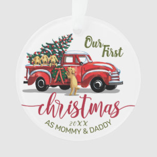 Eltern Erste Weihnachten Vintages Red Truck Foto Ornament