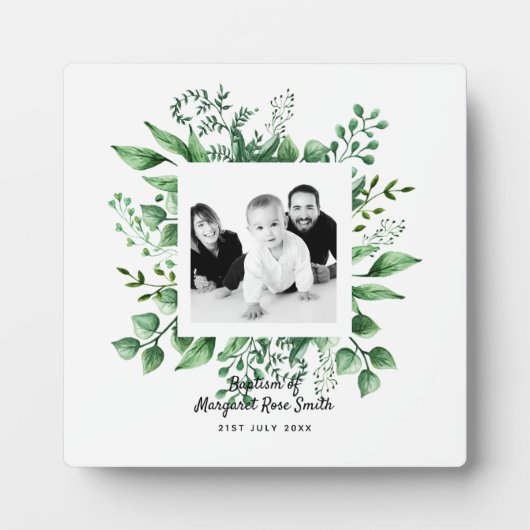 Eltern Foto BAPTISM Sake Gift - Botanisch Fotoplatte (Vorderseite)