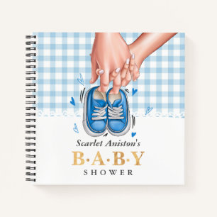 Eltern Hand mit Shoes Baby Shower Gästebuch Notizblock