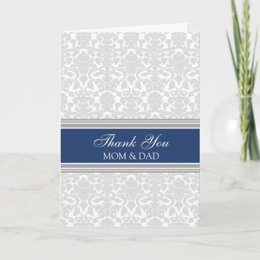 Eltern Hochzeitstag Danke Blue Gray Damask (Vorderseite)
