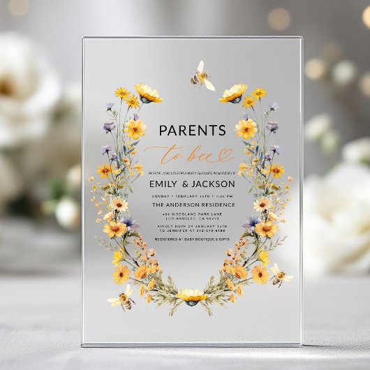 Eltern in der Wildblume Bier Paare Kinderdusche Acryleinladungen