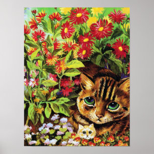 Eltern-Kind-Katze versteckt sich im Garten, Louis Poster