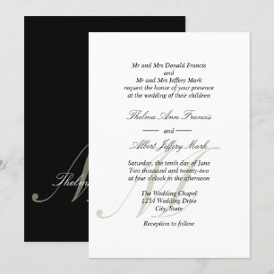 Eltern mit Black Script-Monogram-Einladungen zum H Einladung