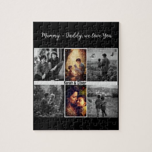 Eltern mit Kindern und 6 Fotos Puzzle (Vertikal)