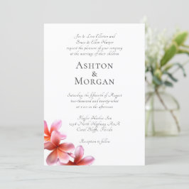 Eltern Namen Pink Frangipani Wedding Einladung