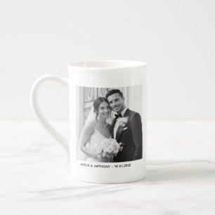 Eltern & Paar Minimalistische Zwei-Foto-Hochzeit Porzellantasse