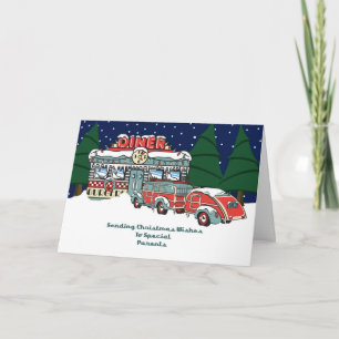 Eltern Retro Diner Christmas Feiertagskarte